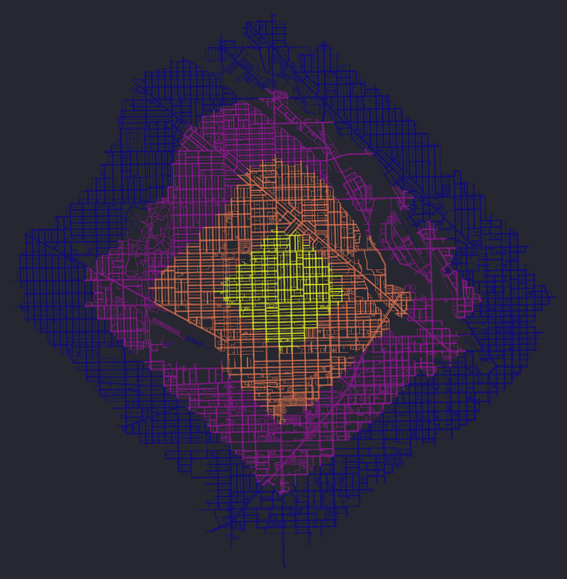 A walking isochrone centered on my apartment in Ukranian Village